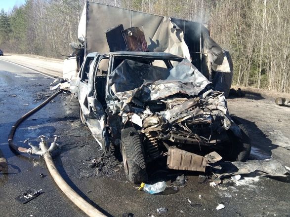 Две машины с водителями сгорели на трассе Нижний Новгород &ndash; Киров - фото 1
