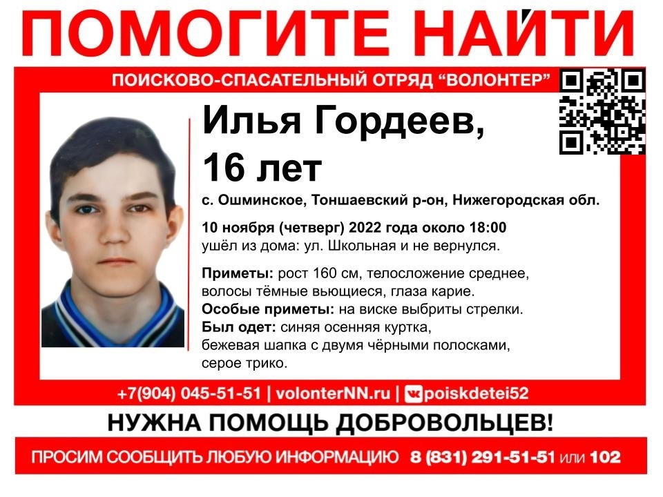 16-летний подросток пропал в Тоншаевском районе - фото 1